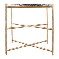Zuo Kove Side Table - Gold-Recycled Sand Cast Glass square shape tabletop