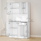 HOMCOM 71" H Modern Freestanding Kitchen Buffet Cabinet with Hutch - White-Special treated surface, sturdy and easy to clean up 