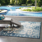 Modway Reflect Nyssa Distressed Geometric Southwestern Aztec Indoor/Outdoor Area Rug - 5 ft W x 8 ft L - Ivory/Blue-Durable Indoor/Outdoor Rug