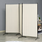 HOMCOM 3 Panel Double Hinged Freestanding Room Divider for Home Office - Beige-Simply assembly required