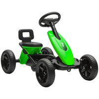 Qaba Kids Pedal Go Kart with Silent EVA Wheels - Green-Strong plastic body and solid steel frame support up to 66 lb. (30 kg) safely 