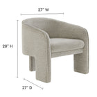 Modway Greer Boucle Fabric Upholstered Accent Armchair - Parchment-3-Leg Design
