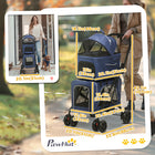 PawHut 3-in-1 Double Pet Stroller with Removable Carrier Bag and Car Seat - Blue-Each carrier has a removable cushion for comfort 
