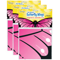 Insect Lore-3 Dress-Up Morpho Butterfly Wings - Pink - Pack of 3-Realistic butterfly patterns with bright printing on both sides