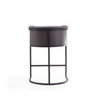 Manhattan Comfort Cosmopolitan 23.7" Mid-Century Modern Faux Leather Upholstered Counter Stool - Pebble and Black - 2 Pack-Delivered to you Fully Assembled! No Assembly Required