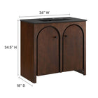 Modway Appia 36" Bathroom Vanity - Walnut/Black-Plumbing Cut-Out