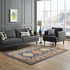 Modway Atzi Distressed Southwestern Diamond Floral Area Rug - 5 ft W x 8 ft L - Multicolored-Tight Low Pile Weave