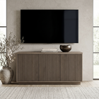 Hudson&Canal Hanson Rectangular Fluted TV Stand for TV's up to 55" - Antiqued Grey Oak-Base, top, and shelves are crafted of sturdy MDF in a wood-look antiqued grey oak finish
