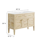 Modway Elysian 48" Wood Single Sink Bathroom Vanity - White/Burl-Ceramic Single Sink Basin