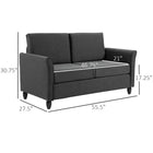 HOMCOM 56" Loveseat Sofa with Wooden Legs - Dark Grey-Includes two back and two seat cushions for enhanced comfort
