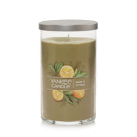 Yankee Candle Medium Pillar Scented Candle - Sage & Citrus - 14oz-Brushed-metal lid serves as a candle coaster