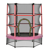 Outsunny Kids Trampoline with Enclosure Net - 55" Dia. - Pink-Provide your child with hours of bouncing fun with this trampoline 