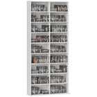 HOMCOM Double Media Cabinet, 9-Tier DVD Shelf with 18 Compartments - White-Narrow construction 