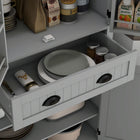 HOMCOM 71" H Kitchen Pantry Cabinet with Spice Racks and LED Lights - Grey-Anti-tipping design enhances safety 