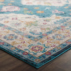 Modway Success Anisah Distressed Floral Vintage Medallion Area Rug - 8 ft W x 10 ft L - Blue Ivory Yellow Orange-Protect Floors From Foot Traffic / Furniture