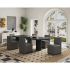 Manhattan Comfort Anna Square 18.9" Modern Faux Leather Upholstered Dining Chair - Pewter - Set of 2-Heavy Plastic Foot Padding