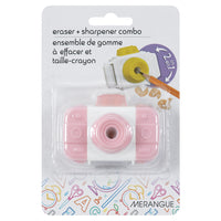 Merangue 2-in-1 Camera Sharpener-2-in-1 design with built-in eraser and pencil sharpene