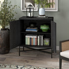 Hudson&Canal Brighton 28"W Accent Cabinet - Black Grain-Product Dimensions: 15" L x 28" W x 32" H