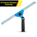 Gritt Commercial 14" Swivel Window Squeegee with Quick Release-Handle swivels 180° to reach tight corners, edges and sills