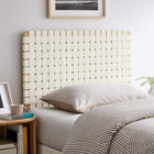 Modway Sparta Weave Vegan Leather Twin Headboard - Natural Beige-Wood Frame