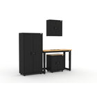 Cat RTA Garage Storage Cabinetry 4-Piece Set with 1 Locker, 1 Wall, 1 Base and 48" Workbench-Industrial Steel Construction: Built with 22-gauge steel frames and 20-gauge steel doors to support up to 500 lbs per cabinet for dependable, long-term performance.