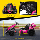 Aosom Kids 24V Battery Powered Go Kart with Adjustable Seat - Pink-Realistic horn and music function and power indicator 