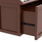 PawHut Large Elevated Dog Bowl Stand with Bowl and Storage - Brown-Materials: Stainless Steel, MDF 