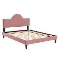 Modway Soleil Performance Velvet King Bed - Dusty Rose-King Bed