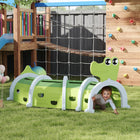 Qaba Tunnel for Kids to Crawl Through - Crocodile Design - Green-Configurable into a long line, circular arc, S-shape for varied fun 