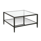 Hudson&Canal Hera 32"W Square Coffee Table with Mirror Shelf - Blackened Bronze-A modern contemporary design for your living room, den, and more