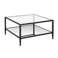 Hudson&Canal Hera 32"W Square Coffee Table with Mirror Shelf - Blackened Bronze-A modern contemporary design for your living room, den, and more