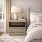 Manhattan Comfort Navis 26" Contemporary 1-Drawer Nightstand - Natural Oak-One spacious drawer and open shelf provide convenient storage for bedside essentials