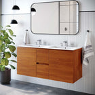 Modway Scenic 48" Double Wall-Mount Bathroom Vanity - Cherry/White-Melamine Construction