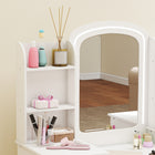 Qaba Kids Vanity Set, Pretend Makeup Playset with Lighted Mirror - White-Built from MDF with a shatterproof mirror for safe daily use
