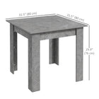 HOMCOM Square Dining Table for 2, for Kitchen and Living Room - Cement Grey-Particleboard frame with melamine finish for strength and gentle protection