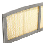Modway Halcyon Cane Queen Headboard - Grey-Rubberwood and Rattan Construction