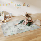 Qaba Baby Play Mat - Large Foam Playmat - 77" L x 58" W - Track & Elephant Theme-Thick XPE foam provides a safe play area 