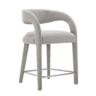 Modway Pinnacle Boucle Upholstered Counter Stool - Taupe Silver - Set of 2-Assembly Required