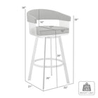 Armen Living Chelsea 29" Bar Height Swivel Bar Stool in Grey Faux Leather & Brushed Stainless Steel-8