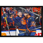 Connor Mcdavid and Darnell Nurse Oilers Celebration - Framed Canvas - 31" x 22"-Premium canvas print with gallery-wrapped edges