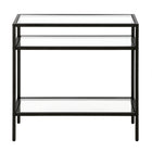 Hudson&Canal Sivil 24"W Rectangular Side Table - Blackened Bronze-Features a tempered glass top and shelves