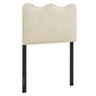 Modway Athena Striped Fabric Upholstered Twin Size Headboard - Oatmeal Stripe-Striped Linen-Like Fabric Upholstery