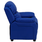 Flash Furniture Deluxe Padded Contemporary Vinyl Kids Recliner with Storage Arms - Blue-CA117 Fire Retardant Foam