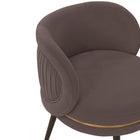 Manhattan Comfort Kaya 22.83" Modern Velvet Upholstered Dining Chair - Grey - Set of 2-Beautiful Low Rounded Back with Pleated Material Design and Gold Ring Seat