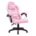 CorLiving Ravagers Gaming Chair - Pink/White-Armrests recline with chair for comfort