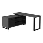 Monarch Specialties 7715 72" Computer Desk - Modern Grey/Black Executive Corner-L-Shaped computer desk with storage featuring thick-panel construction in a modern grey finish