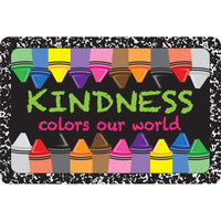Ashley Productions The Original Fun Mat Welcome Mat - 15.5" x 23.5" - Kindness Colours World-Measurement & Design: The Kindness Colours World Mat measures 15.5" x 23.5".