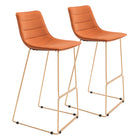 Zuo Adele Barstool - Orange/Gold - Set of 2-Ergonomic and supportive footrest