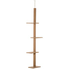 PawHut 100" Floor-To-Ceiling Cat Tree with 3 Perches - Light Brown-Four platforms give your cat the freedom to climb, rest and play 