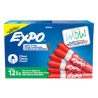 EXPO Low Odour Dry Erase Markers - Chisel Tip - Red - 12 Pack-Non-toxic ink with virtually no odour
